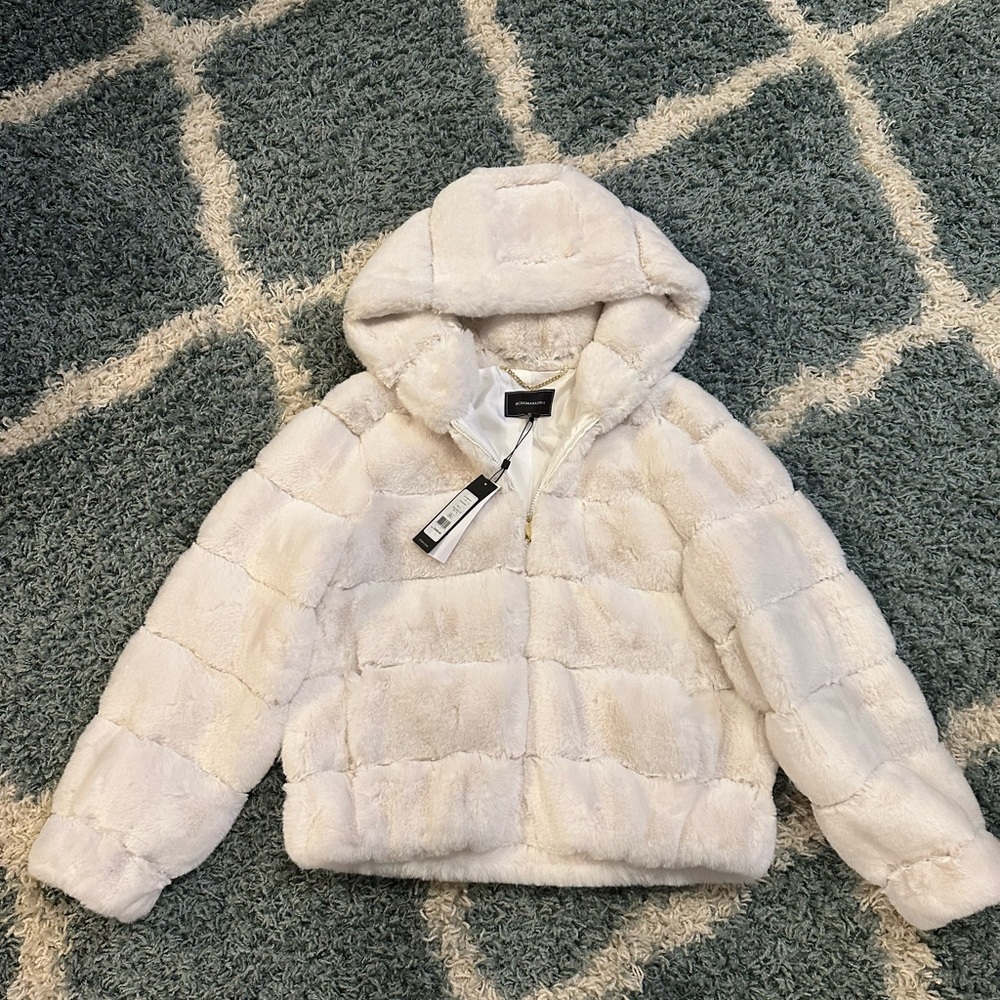 BCBGMAXAZRIA Faux Fur Hooded Jacket NWT